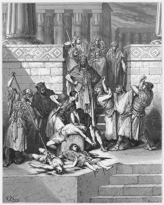 Gustave Dore Bibeln: Slakt av Sidkias söner inför deras far av Gustave Dore