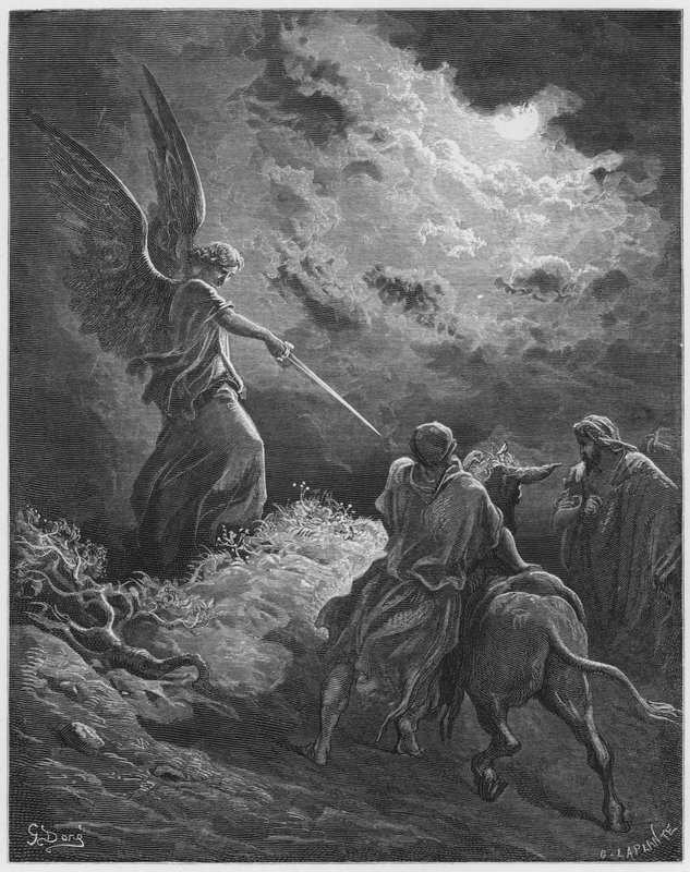 Gustave Dore Bibeln: Ängeln som visar sig för Bileam av Gustave Dore