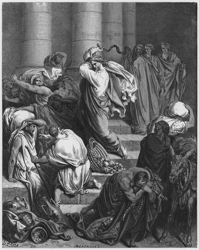 Gustave Dore Bibeln: Köparna och säljarna drevs ut ur templet av Gustave Dore