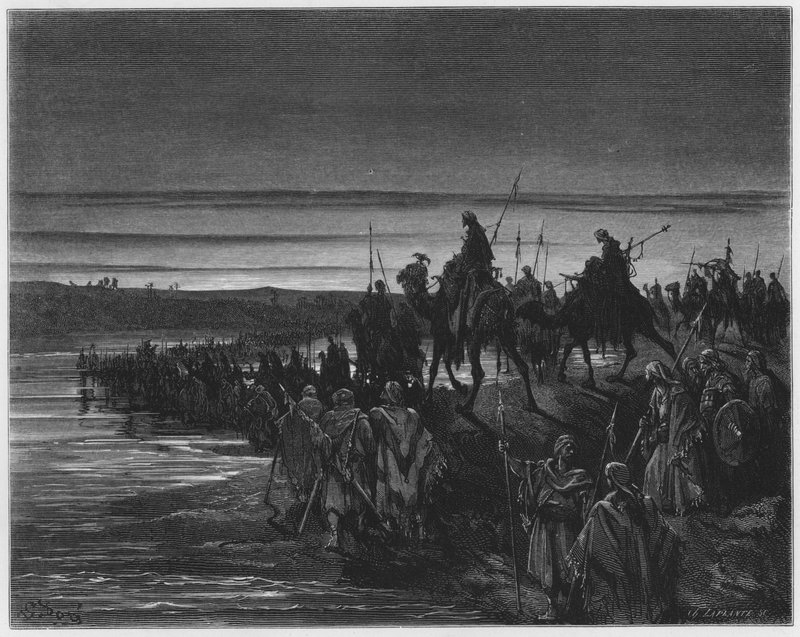 Gustave Dore Bibeln: Israels barn som korsar Jordanien av Gustave Dore