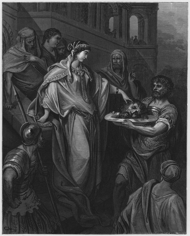 Gustave Dore Bibeln: Herodes dotter som tar emot Johannes Döparens huvud av Gustave Dore