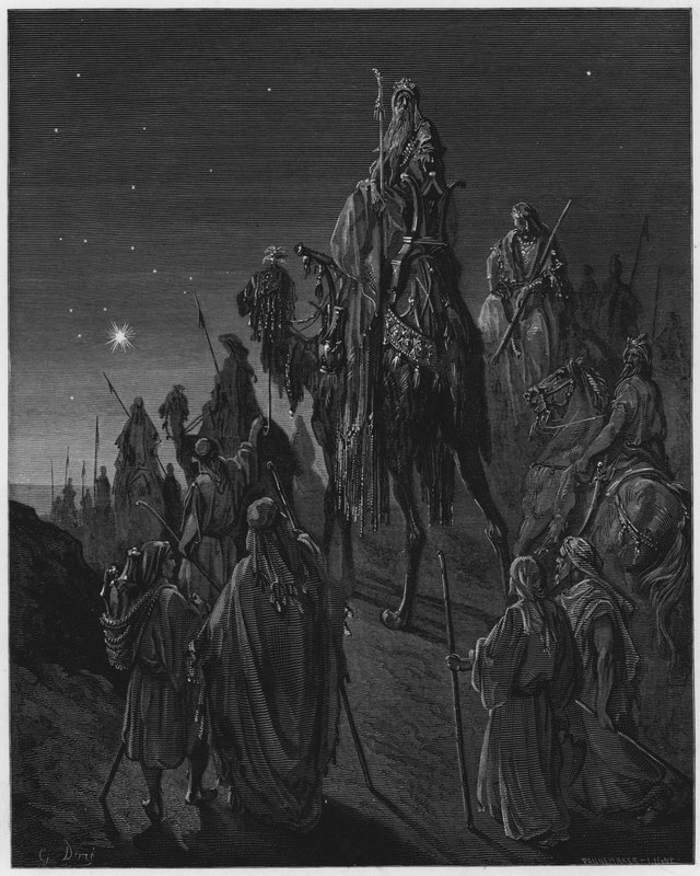 Gustave Dore Bibeln: De vise männen vägleds av stjärnan av Gustave Dore