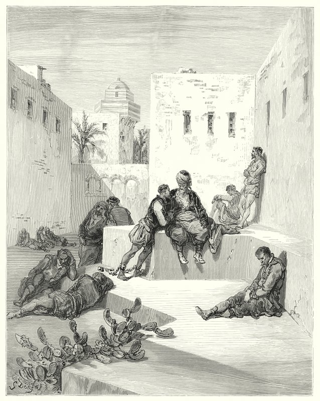 Gustave Dores Don Quijote: "Äntligen bestämde jag mig för att lita på en överlöpare från Murcia, som hade visat mig stora bevis på sin vänlighet" (gravyr) av Gustave Dore