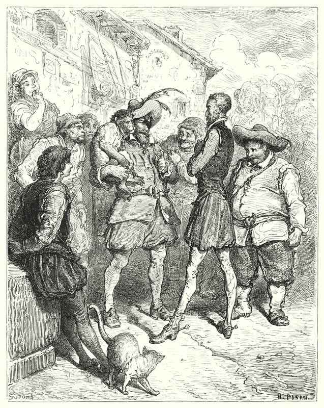 Gustave Dores Don Quijote: "Vid dessa ord stod Don Quijote förvånad" (gravyr) av Gustave Dore