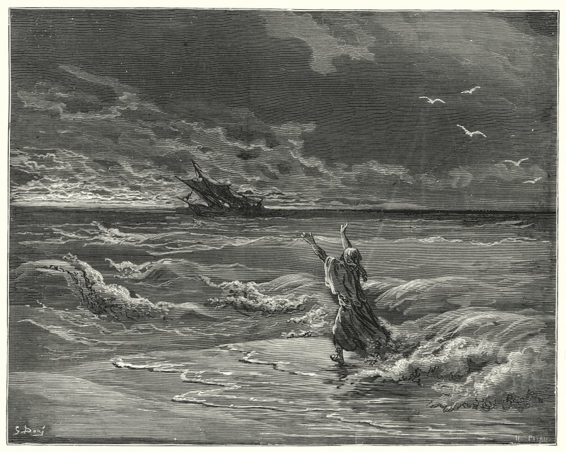 Gustave Dores Don Quijote: "Kom tillbaka, min kära dotter, för jag förlåter dig alla" (gravyr) av Gustave Dore