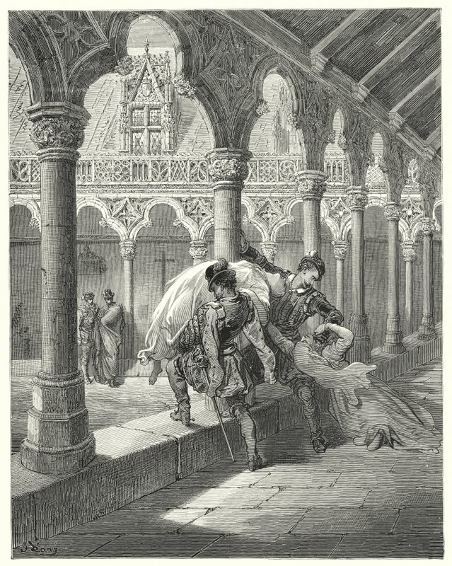 Gustave Dores Don Quijote: "Lucinda fann sig själv i hans makt, föll i svimning" (gravyr) av Gustave Dore