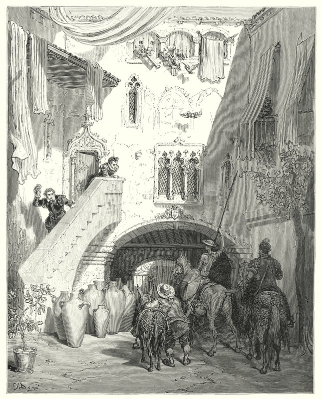 Gustave Dores Don Quijote: "Åh, ni Tobosiska urnor! som väcker i mitt sinne tankarna på det ljuva löftet om mina mest bittra sorger!" (gravyr) av Gustave Dore