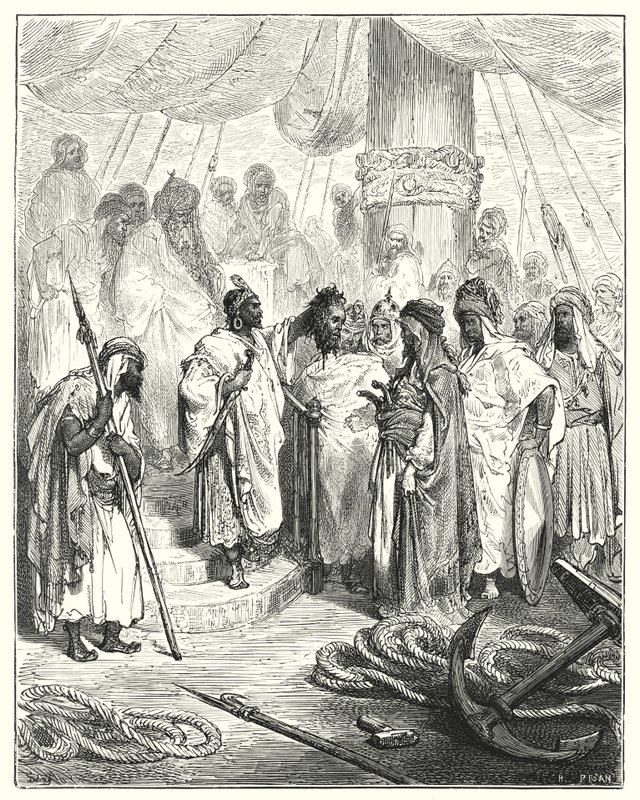 Gustave Dores Don Quijote: "De högg av hans huvud och förde det till den turkiske generalen" (gravyr) av Gustave Dore