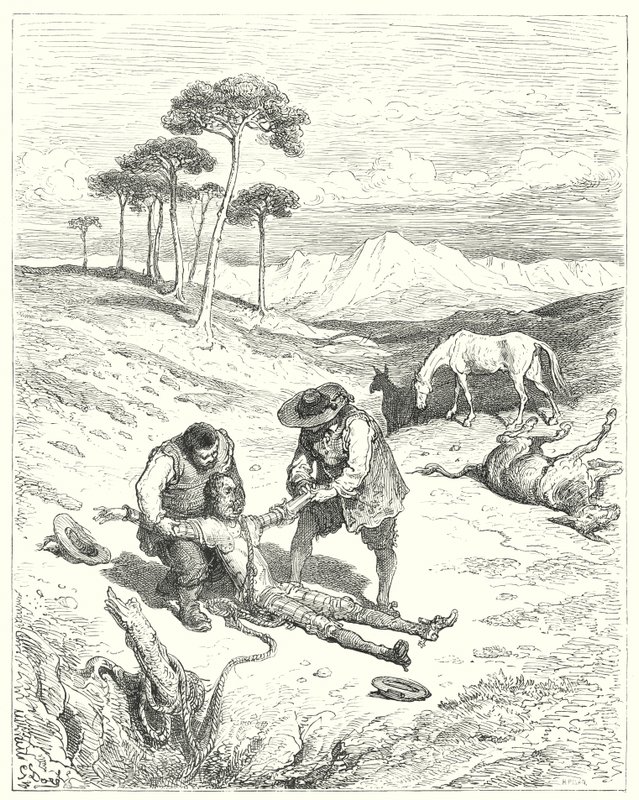 Gustave Dores Don Quijote: "De fann att hans ögon var slutna, som om han hade sovit fast" (gravyr) av Gustave Dore