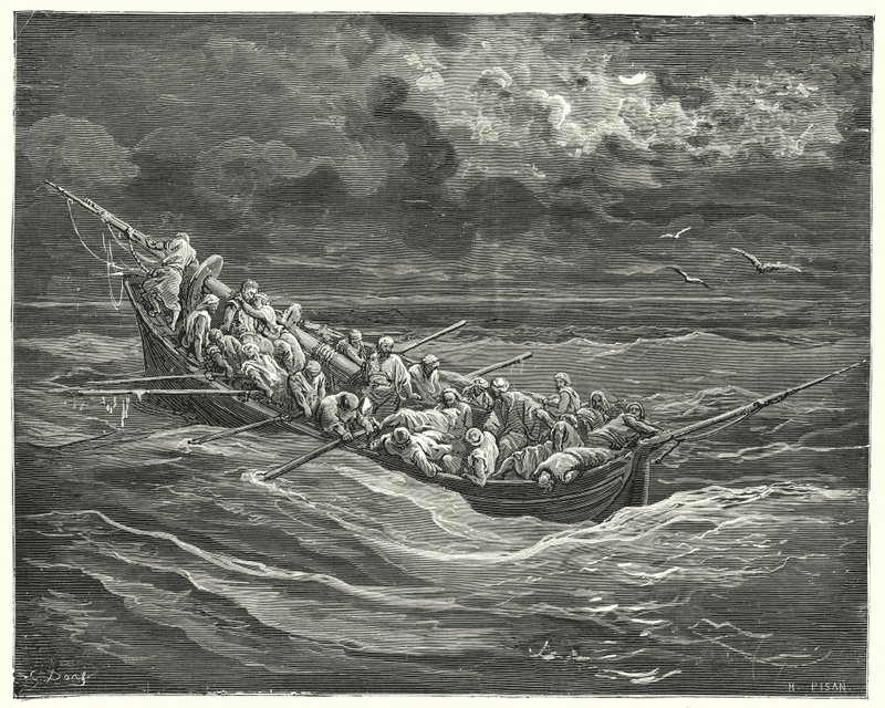 Gustave Dores Don Quijote: "Zoraida gömde allt detta medan hon gömde sitt ansikte, så att hon inte skulle se sin far" (gravyr) av Gustave Dore