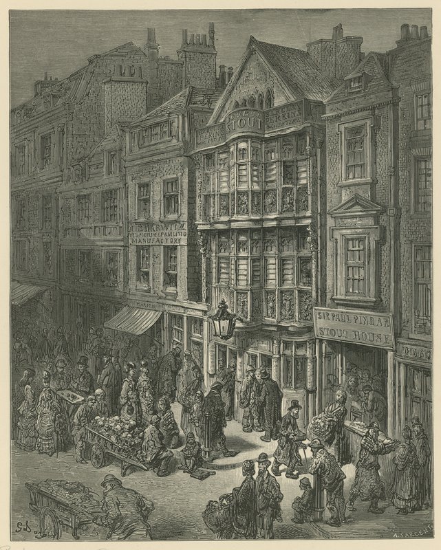 Illustration som föreställer Bishopsgate Street av Gustave Dore