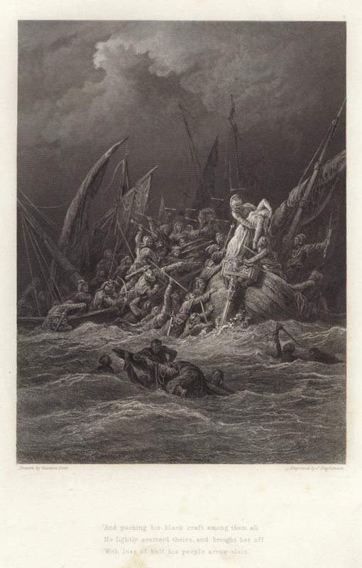 Illustration för Vivien av Alfred Tennyson av Gustave Dore