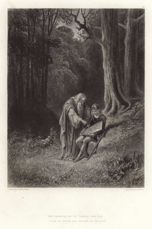 Illustration för Vivien av Alfred Tennyson av Gustave Dore