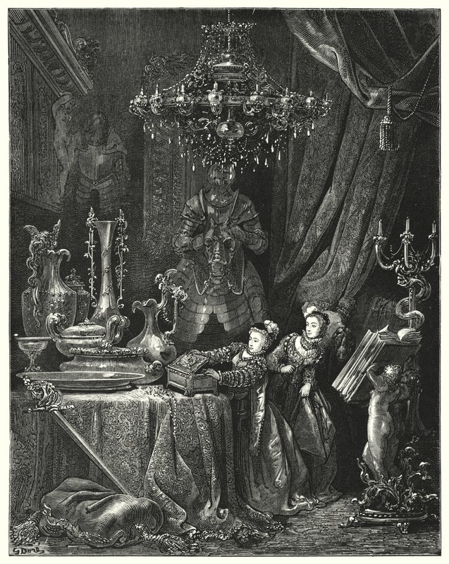 Det blå skägget; Blått skägg (gravyr) av Gustave Dore