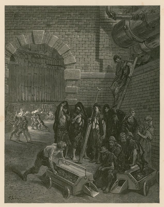 Lambeth Gas Works, London av Gustave Dore