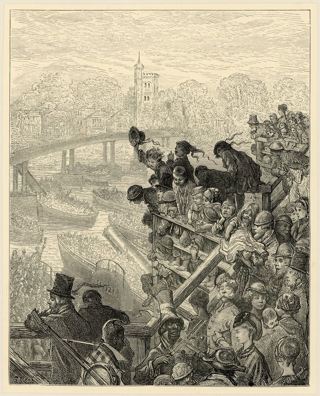 Oxford och Cambridge Boat Race, Putney av Gustave Dore