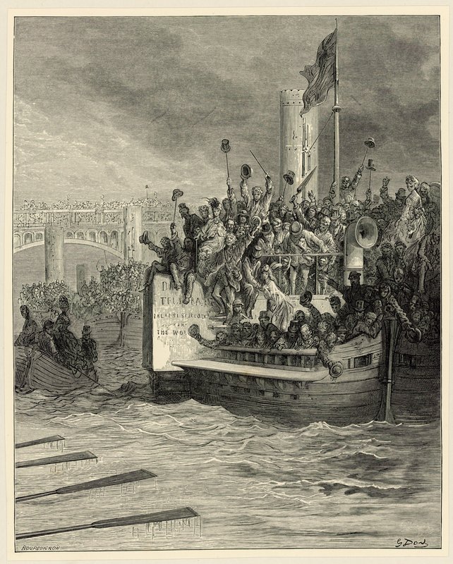 Oxford och Cambridge Boat Race, Putney av Gustave Dore