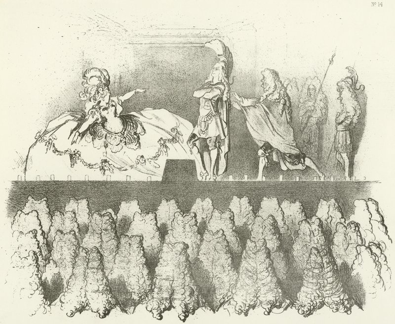 Racine framfördes inför domstolen i Versailles 1695 (gravyr) av Gustave Dore