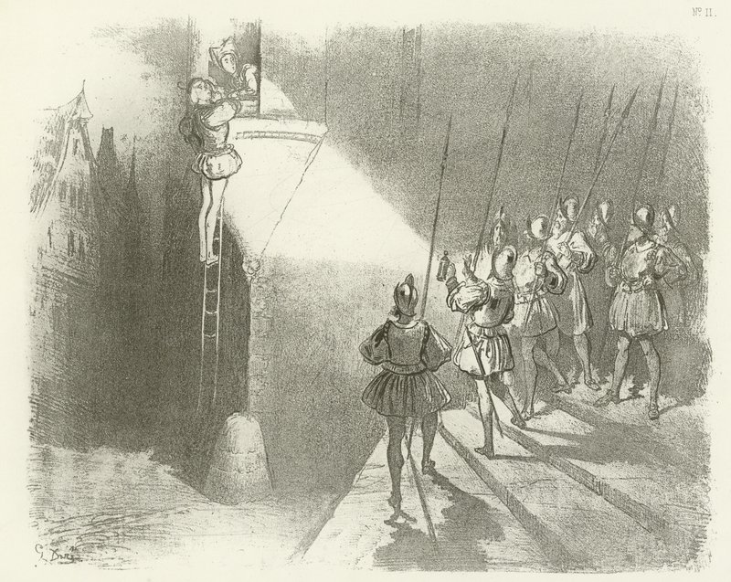 Överraskad av väktarna - Henrik IV:s regeringstid (djuptryck) av Gustave Dore