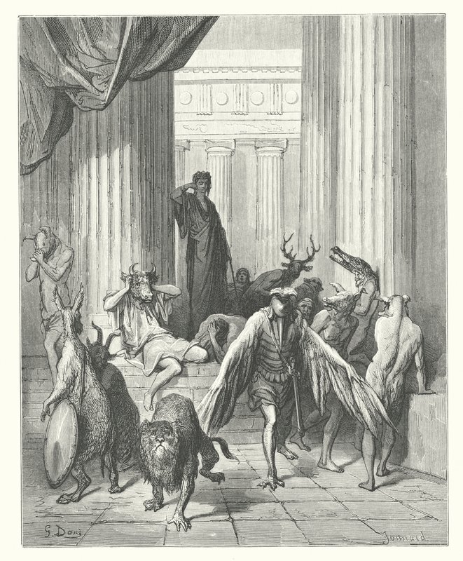 La Fontaines fabler: Ulysses följeslagare (gravyr) av Gustave Dore