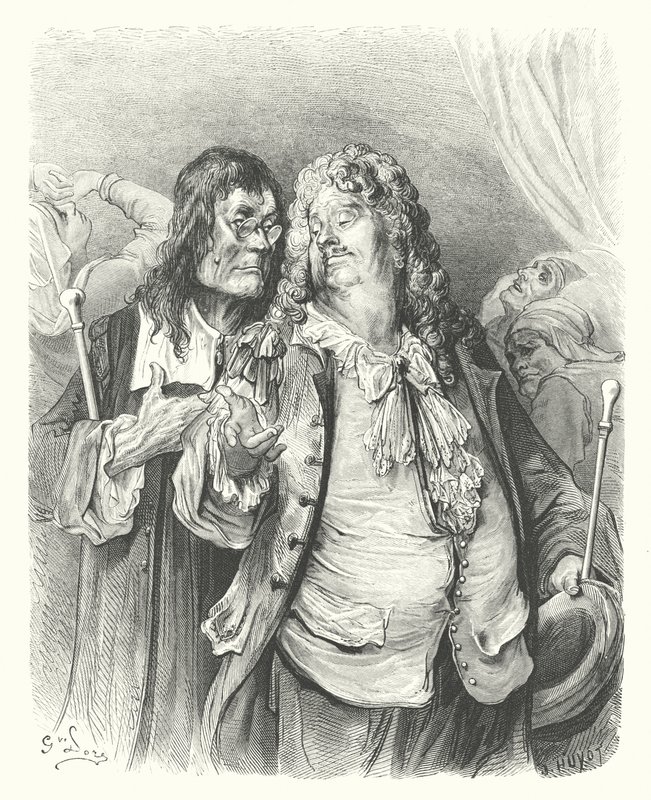 La Fontaines fabler: Läkarna (gravyr) av Gustave Dore