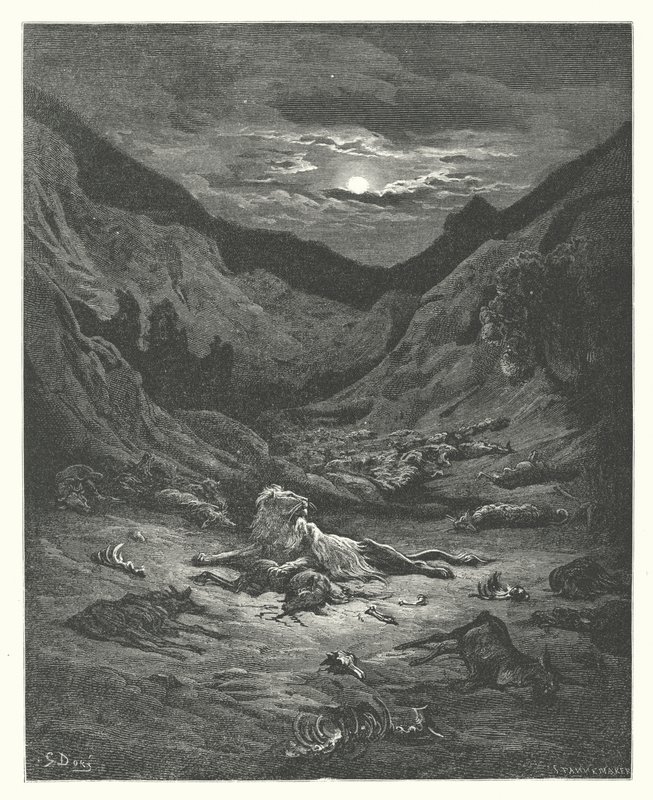 La Fontaines fabler: Lejonet (gravyr) av Gustave Dore