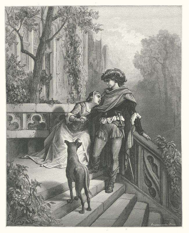 La Fontaines fabler: De två duvorna (gravyr) av Gustave Dore
