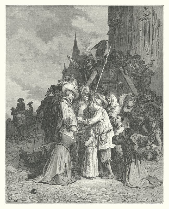 La Fontaines fabler: Gamarna och duvorna (gravyr) av Gustave Dore