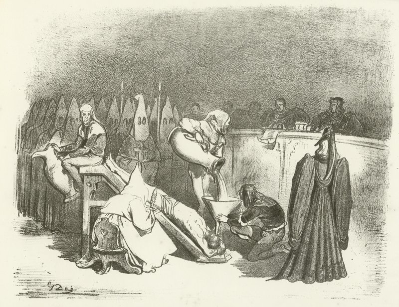 Inkvisitionen - Tortyr med vatten (gravyr) av Gustave Dore