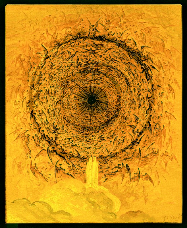 Visionen av Empyrean, illustration från "The Dore Gallery", graverad av Stephane Pannemaker (1847-1930), publicerad omkring 1890 (digitalt förbättrad bild) av Gustave Dore