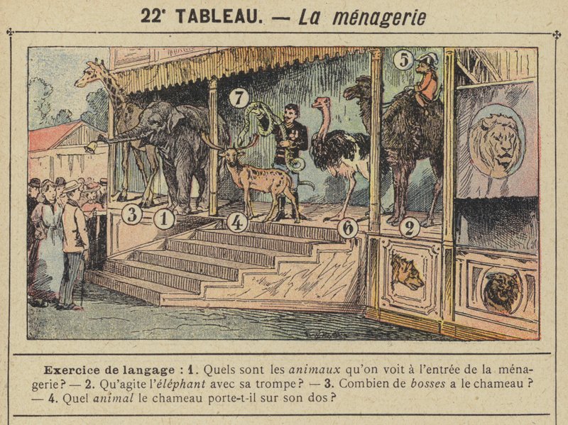 La menagerie (färg litho) av Gustave Fraipont