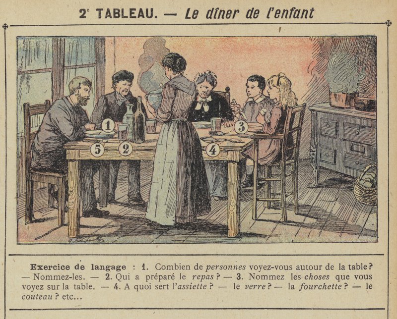 Barnets middag (färg litho) av Gustave Fraipont