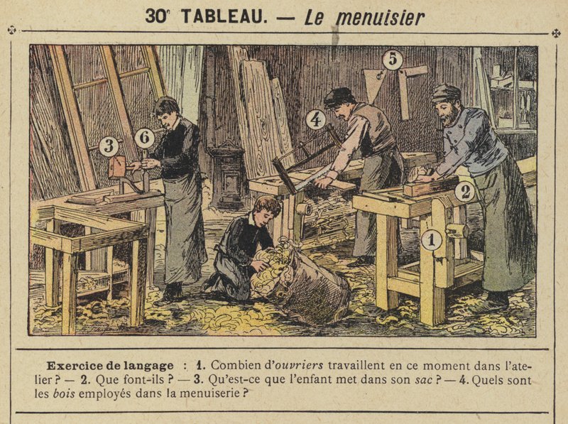 Snickaren (färg litho) av Gustave Fraipont