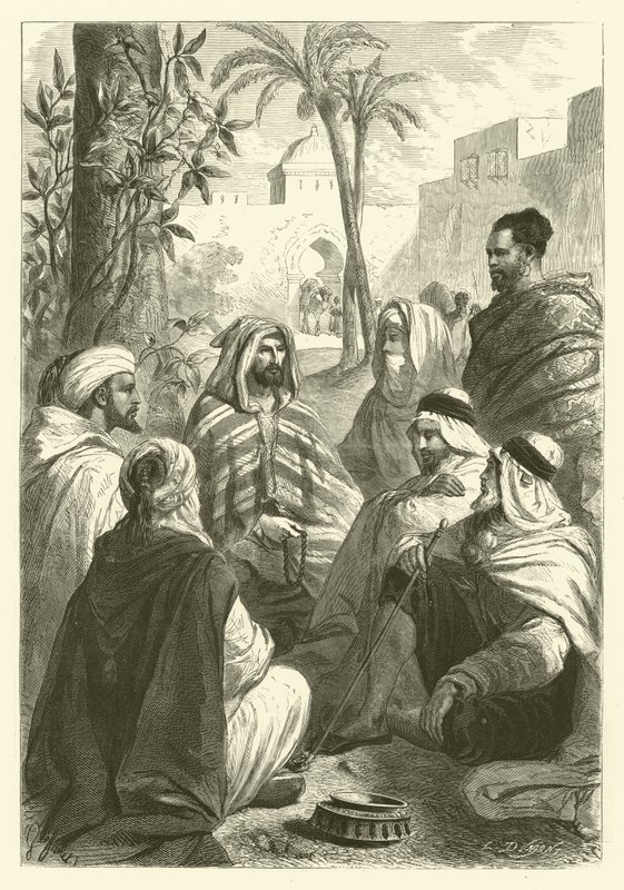 Den arabiska berättaren (gravyr) av Gustave Janet
