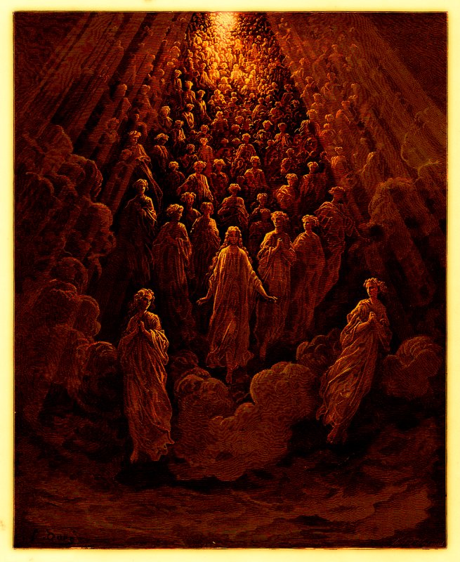 Änglarna i planeten Merkurius, illustration från The Dore Gallery, publicerad ca 1890 (digitalt förbättrad bild) av Gustave after Dore