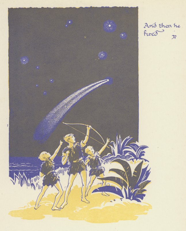 Peter Pan och Wendy: Och så sköt han (färg litho) av Gwynedd M. Hudson