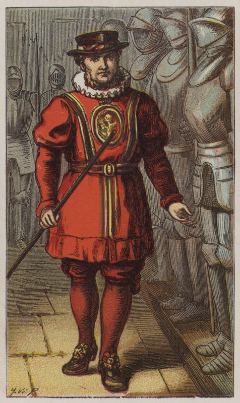 Beefeater (färg litho) av H.W. (after) Petherick