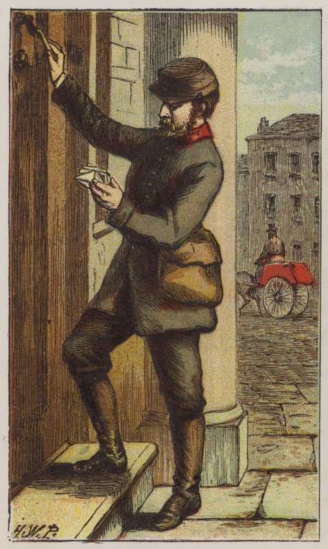 Postman (färg litho) av H.W. (after) Petherick