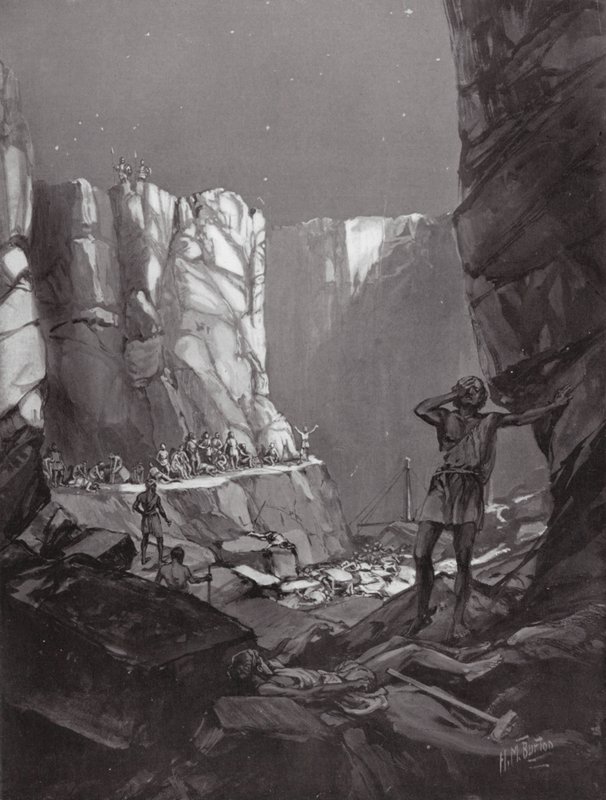 De atenska katastroferna på Sicilien, 413 f.Kr (litografi) av H. M. (after) Burton