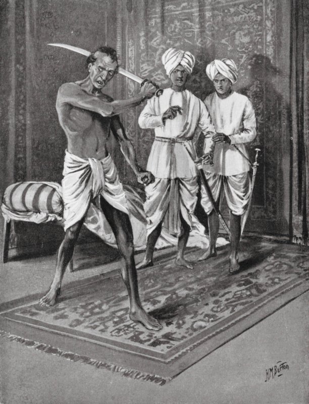 Malik Naib Kafurs sista akt, 1316 e.Kr. (litografi) av H. M. (after) Burton