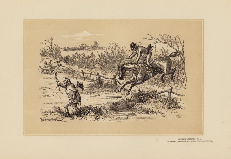 Jaktskisser, nr 9, Se upp (gravyr) av Hablot Knight (1815 92) Browne