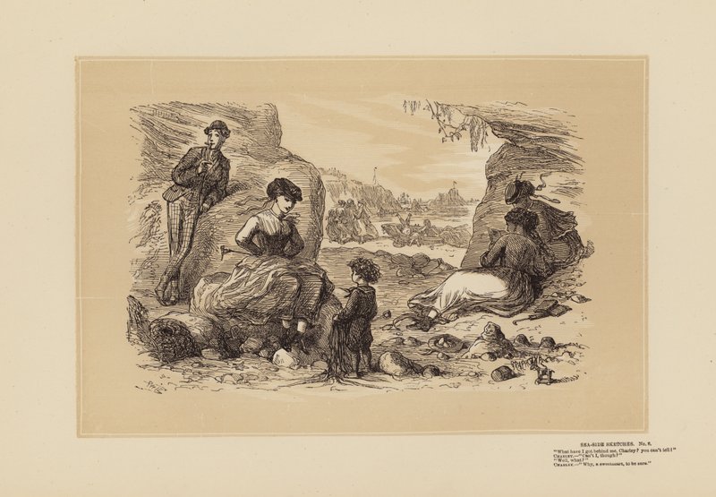 Sea-Side Sketches, nr 6, Inte en dålig gissning (gravyr) av Hablot Knight (1815 92) Browne