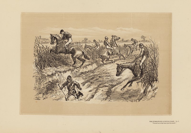 The Tumbletown Steeple-Chase, nr 7, The Lane (gravyr) av Hablot Knight (1815 92) Browne