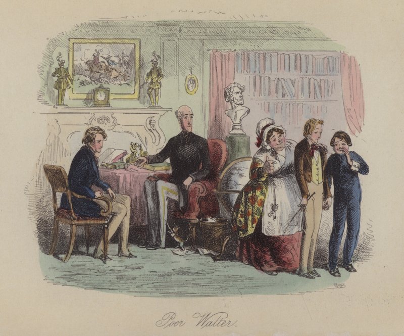 Illustration för Lewis Arundel eller The Railroad of Life av Frank E Smedley (färgad gravyr) av after Hablot Knight Browne