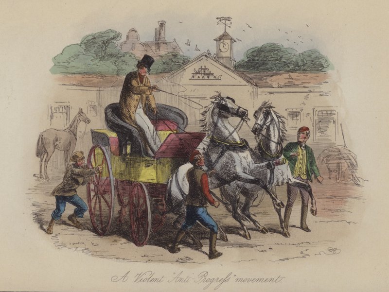 Illustration för Lewis Arundel eller The Railroad of Life av Frank E Smedley (färgad gravyr) av after Hablot Knight Browne