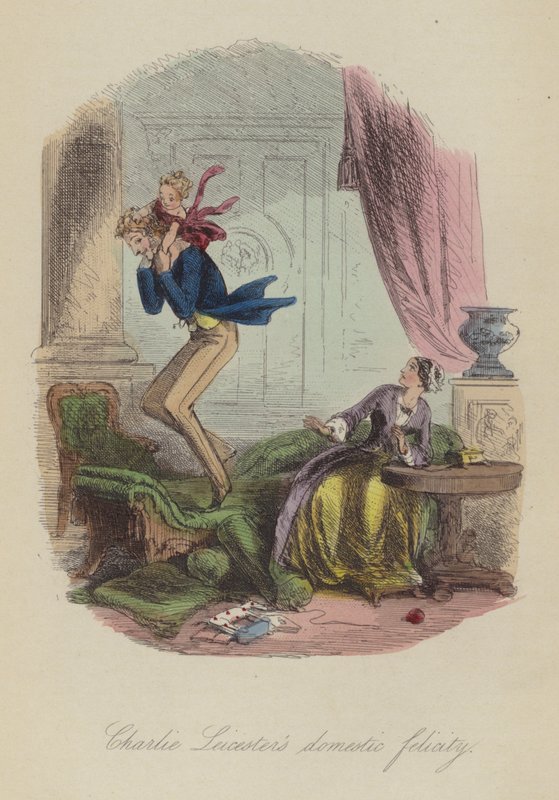 Illustration för Lewis Arundel eller The Railroad of Life av Frank E Smedley (färgad gravyr) av after Hablot Knight Browne