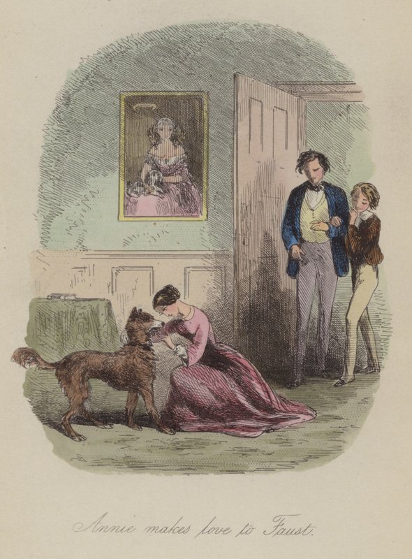 Illustration för Lewis Arundel eller The Railroad of Life av Frank E Smedley (färgad gravyr) av after Hablot Knight Browne