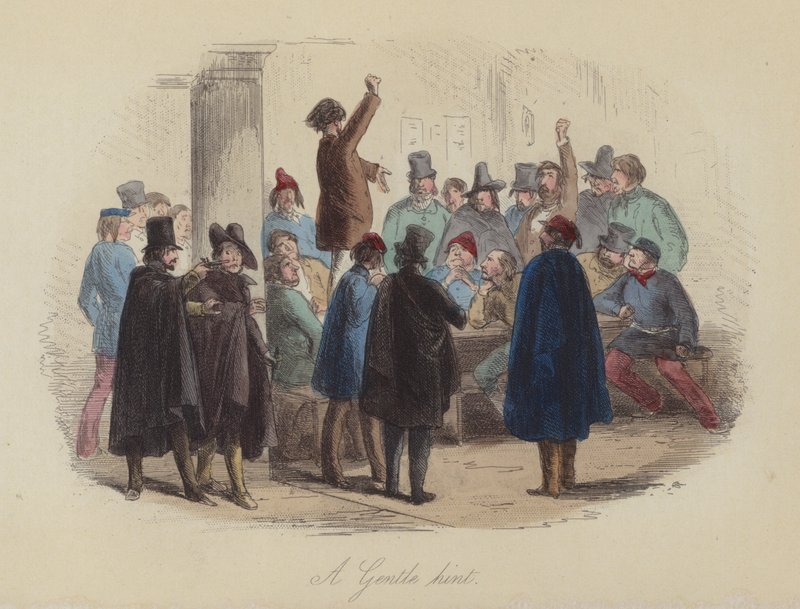 Illustration för Lewis Arundel eller The Railroad of Life av Frank E Smedley (färgad gravyr) av after Hablot Knight Browne