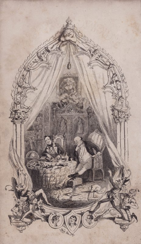 Samuel Pickwick och Alfred Jingle, illustration från Charles Dickens roman The Pickwick Papers (gravyr) av after Hablot Knight Browne