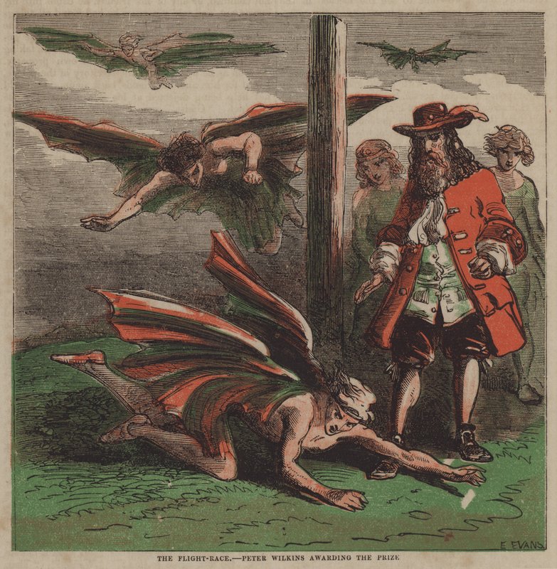 Flygloppet, Peter Wilkins som delar ut priset (färg litho) av after Hablot Knight Browne